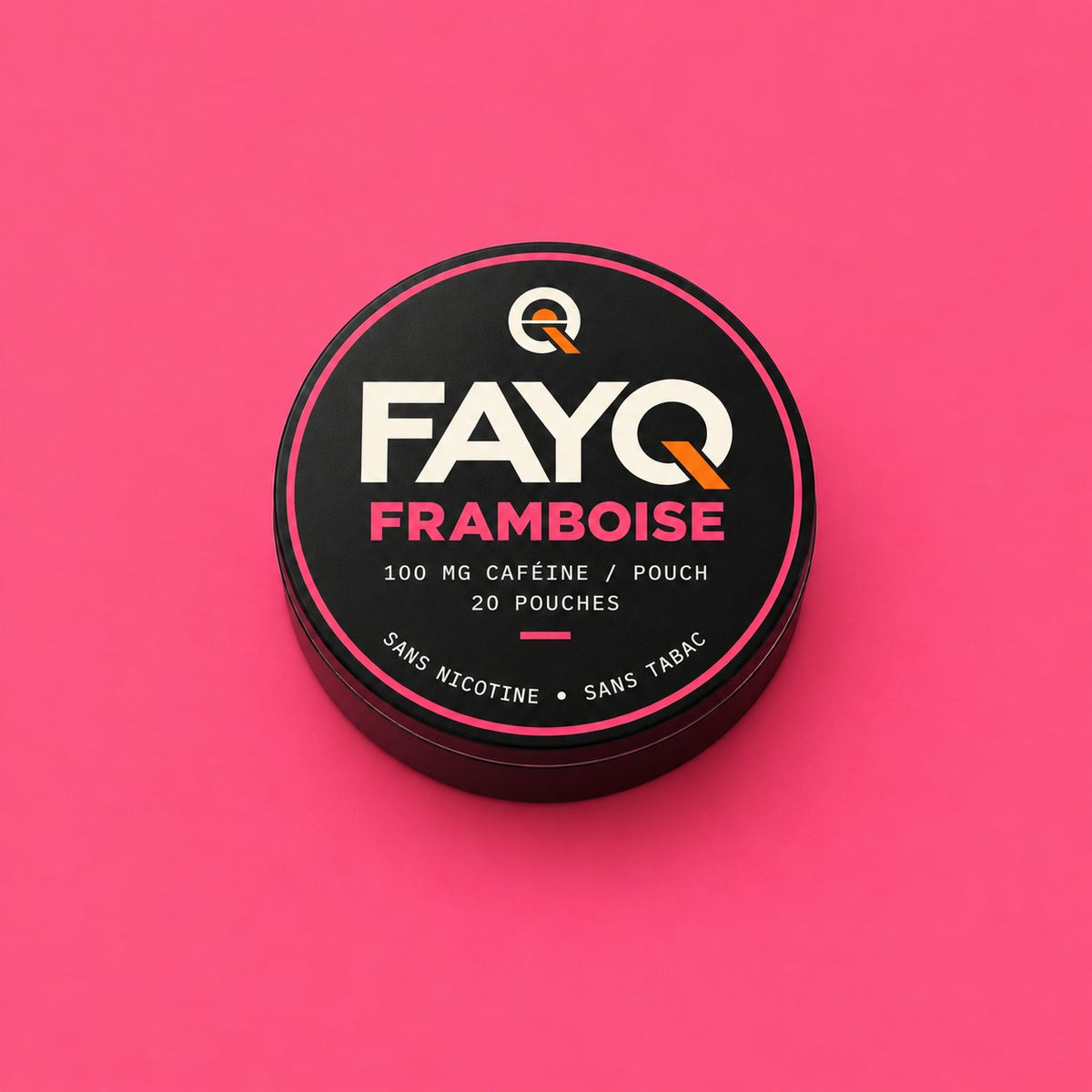 Boîte FAYQ Framboise, energy pouch à la caféine 100 mg sans nicotine, 20 pouches