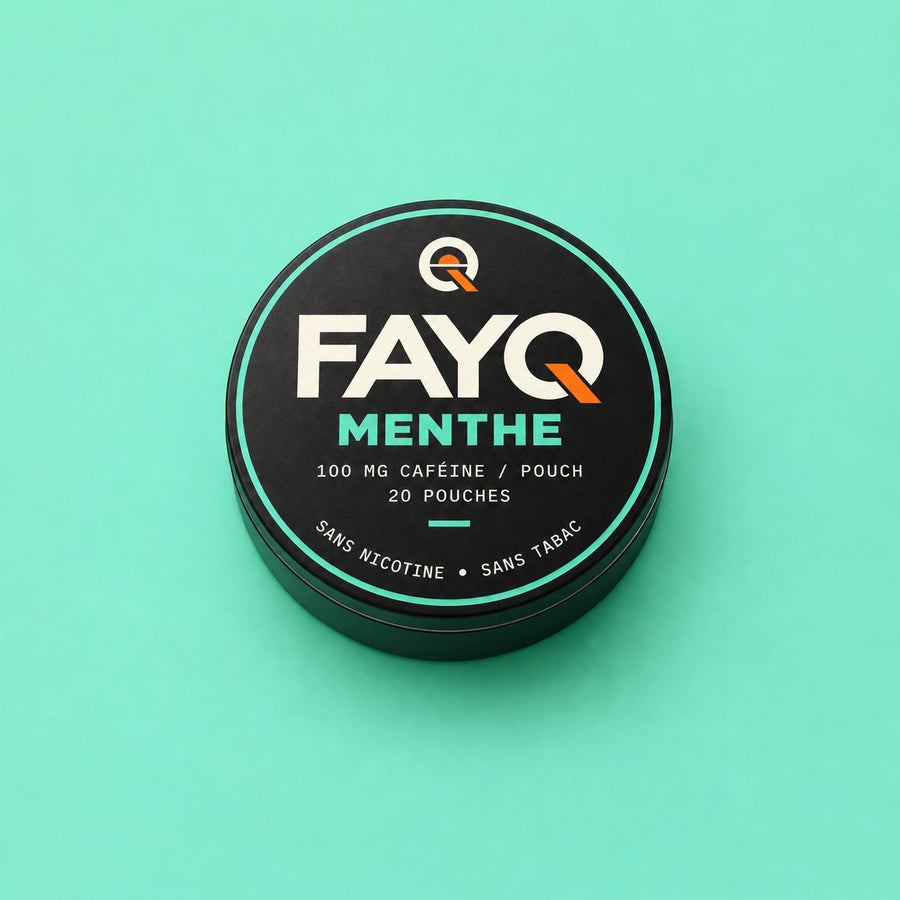 Boîte FAYQ Menthe, energy pouch à la caféine 100 mg sans nicotine, 20 pouches